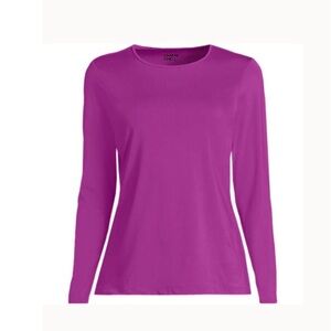 LANDSEND Women's SunShade UPF 50 Long Sleeve Relaxed Rash Guard Swim Tee